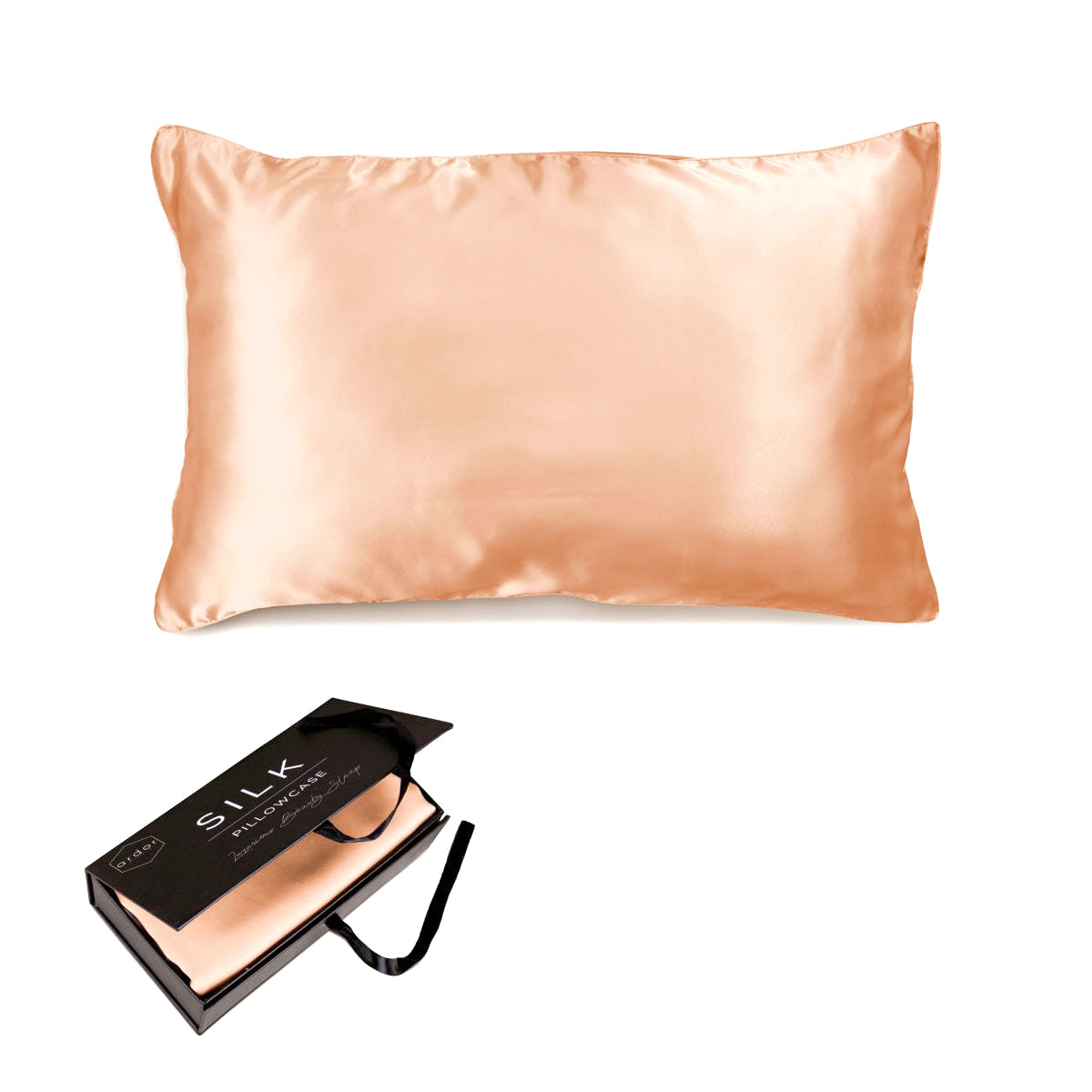Ardor Mulberry Silk Standard Pillowcase Peach Spritz 51 x 76 cm - Solid Colour Design - SuperSaverAU - view 1