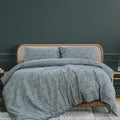 Ardor Fletcher Faded Indigo Printed Quilt Cover Set King - Geometric Design - SuperSaverAU - view 1