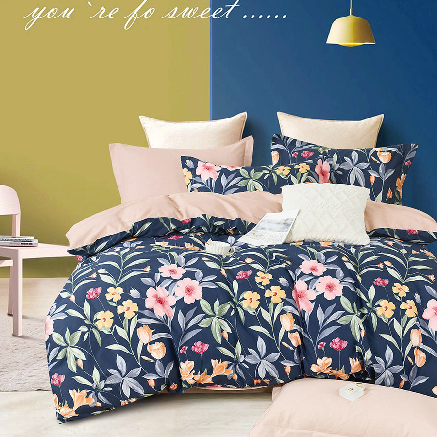 Ardor Floral Cotton Sateen Quilt Cover Set 250TC Queen - Vibrant Spring Design - SuperSaverAU - view 1