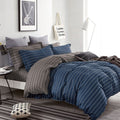 Ardor Cotton Sateen Quilt Cover Set 250TC Oliver Stripes King - Navy, Grey - SuperSaverAU - view 1