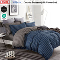 Ardor Cotton Sateen Quilt Cover Set 250TC Oliver Stripes King - Navy, Grey - SuperSaverAU - view 2