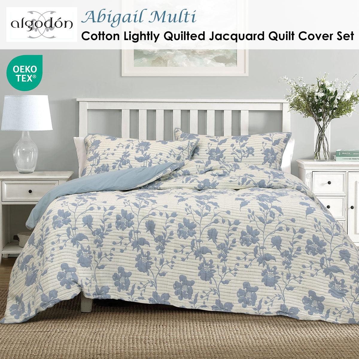 Algodon Abigail Multi Cotton Jacquard Quilt Cover Set – King