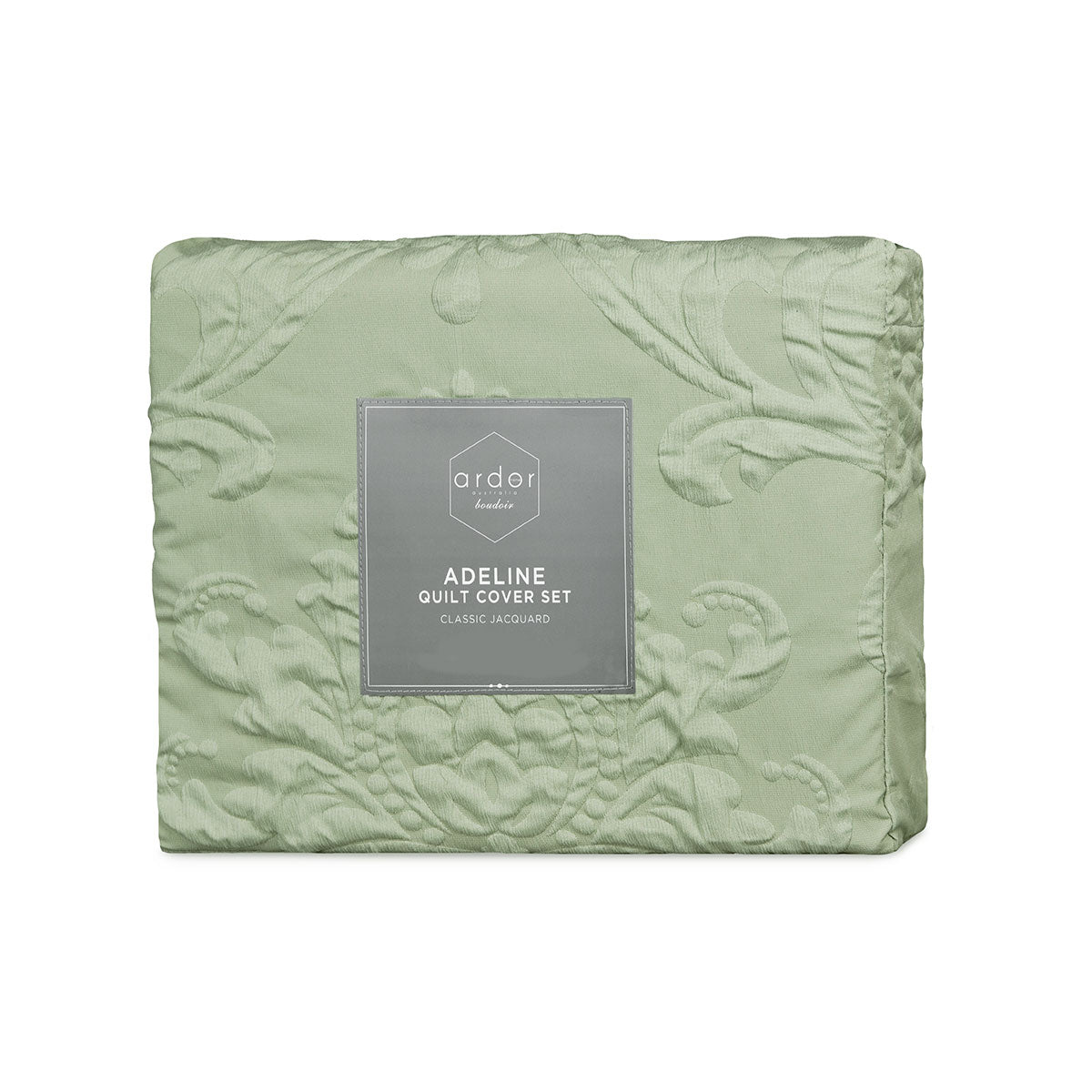 Ardor Adeline Sage Jacquard Damask Quilt Cover Set – King