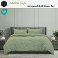 Ardor Adeline Sage Jacquard Damask Quilt Cover Set – Queen