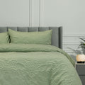 Ardor Adeline Sage Jacquard Damask Quilt Cover Set – Queen