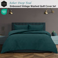 Ardor Asher Deep Teal Embossed Quilt Cover Set – Queen