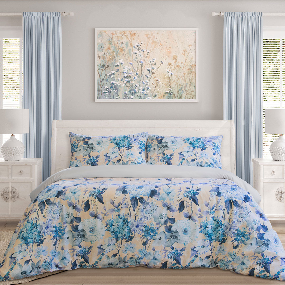 Ardor Peach Blossom Printed Quilt Cover Set Queen - Floral Design, Polyester - SuperSaverAU - view 1