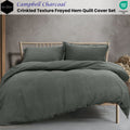Ardor Charcoal Crinkled Texture Quilt Cover Set Queen - Textured Design - SuperSaverAU - view 2