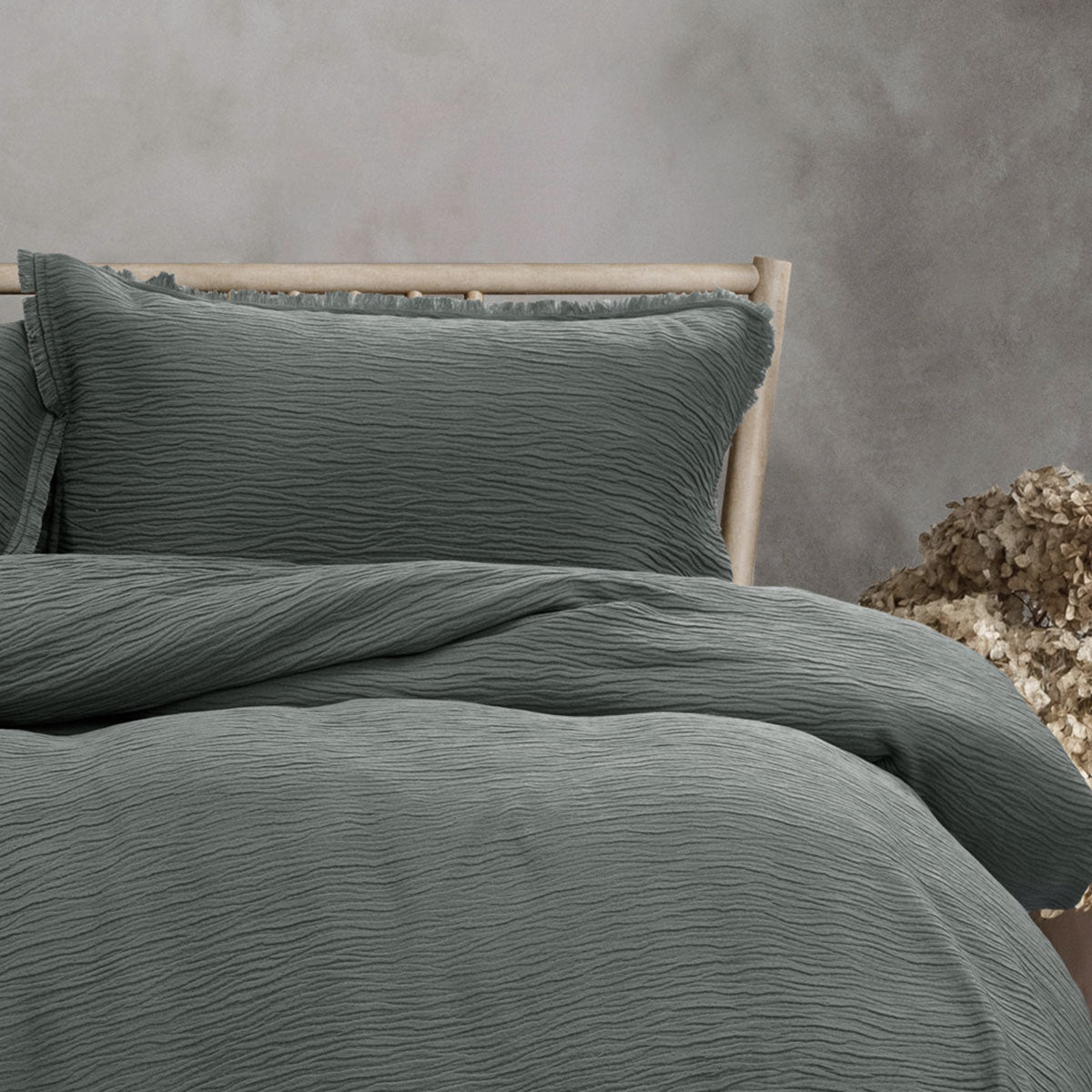 Ardor Charcoal Crinkled Texture Quilt Cover Set Queen - Textured Design - SuperSaverAU - view 3