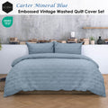 Ardor Carter Mineral Blue Embossed Geometric Quilt Cover Set – King