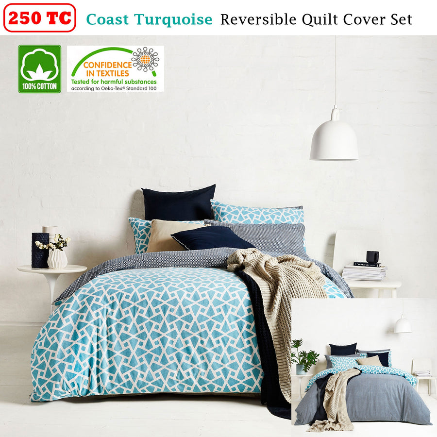 Ardor Coast Reversible Quilt Cover Set 250TC Cotton Queen - Geometric Design - SuperSaverAU - view 1