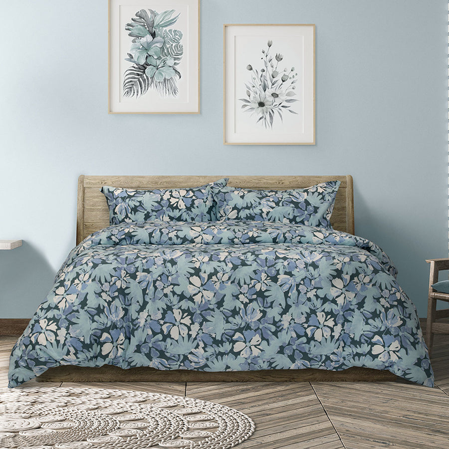 Ardor Eadie Teal Floral Quilt Cover Set – King