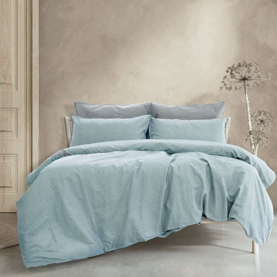 Ardor Chambray Linen Look 100% Cotton Quilt Cover Set King - Solid Colour Design - SuperSaverAU - view 1
