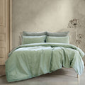 Ardor Seagrass Linen Look 100% Cotton Quilt Cover Set Queen - Solid Colour Design - SuperSaverAU - view 1