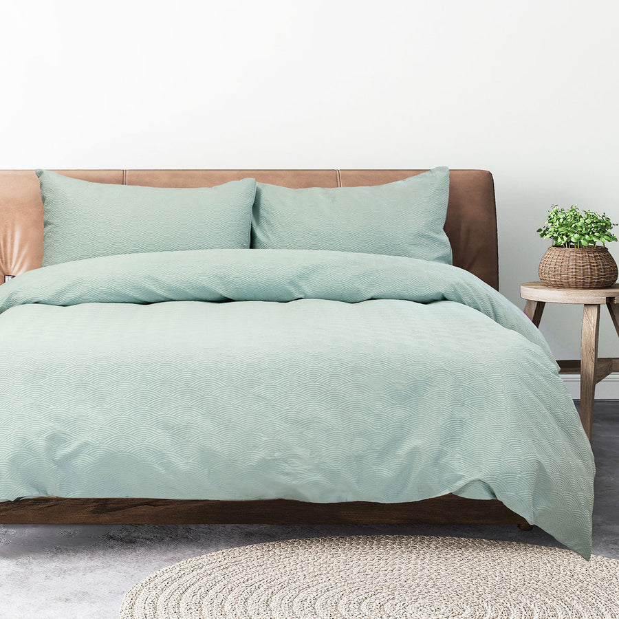 Ardor Eucalyptus Soft Embossed Quilt Cover Set King - Luxury & Practical Design - SuperSaverAU - view 1
