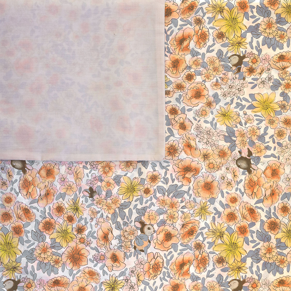 Jelly Bean Kids Flora Brown Quilt Cover Set Single - Floral Print, Bunny Design