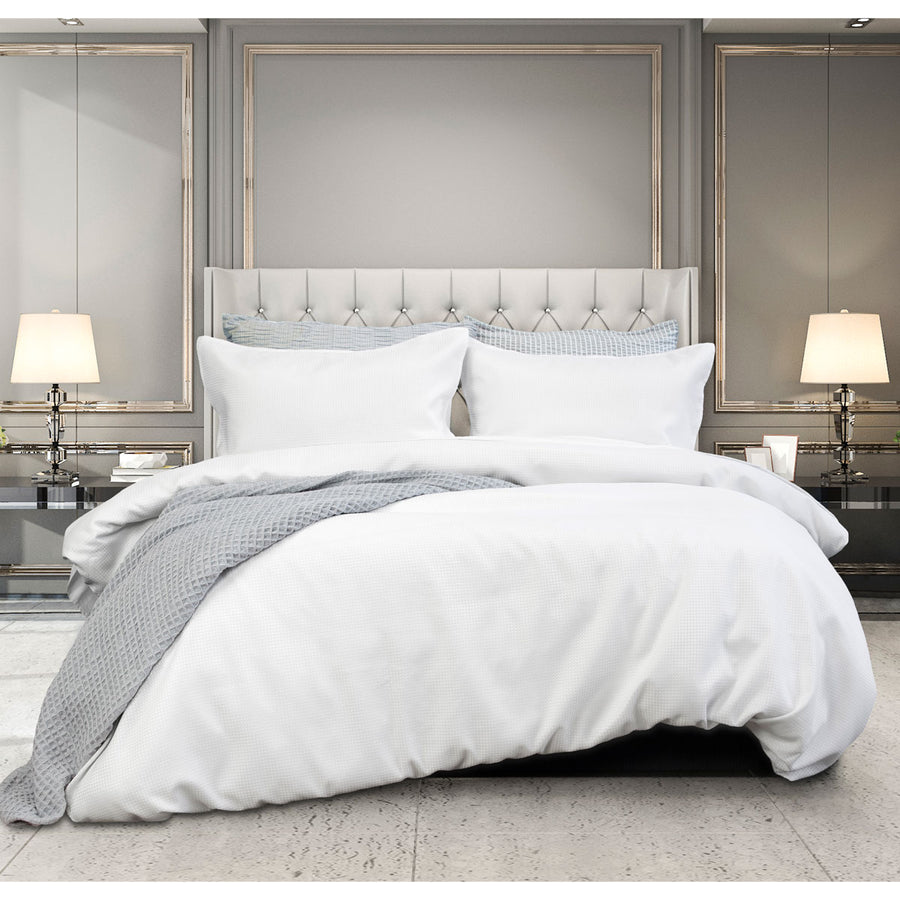 Ardor Florence Waffle White Quilt Cover Set King - Soft Polyester, Elegant Design - SuperSaverAU - view 1