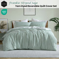 Ardor Frankie Sage Stripe Yarn Dyed Reversible Quilt Cover Set King - SuperSaverAU - view 1