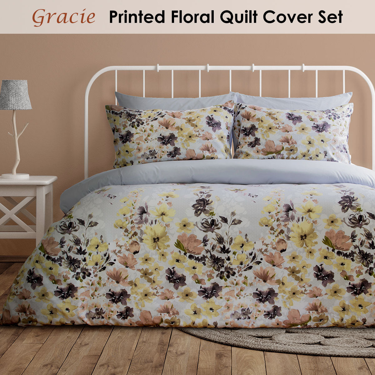 Ardor Floral Quilt Cover Set Queen - 210x210 cm, Soft Polyester, Machine Washable - SuperSaverAU - view 1