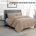 Ardor Quilt Cover Set King - Chevron Embossed Velvet, Champagne Color - SuperSaverAU - view 2