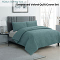 Ardor Quilt Cover Set King - Chevron Embossed Velvet, Stormy Sea Design - SuperSaverAU - view 1