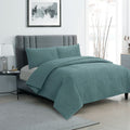Ardor Quilt Cover Set Queen - Chevron Embossed Velvet, Stormy Sea Design - SuperSaverAU - view 1