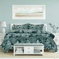 Ardor Indra Teal Palm Leaf Quilt Cover Set – King