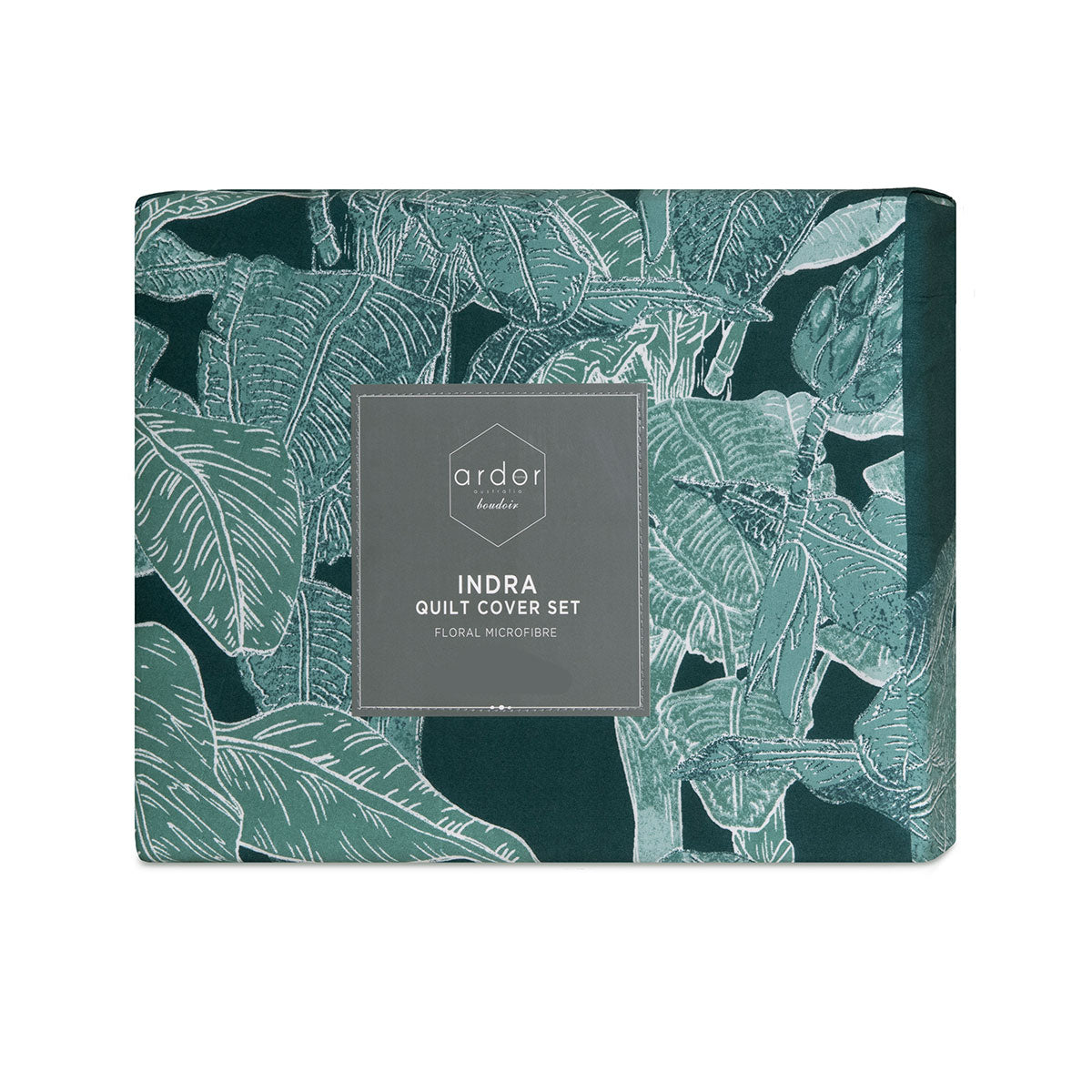 Ardor Indra Teal Palm Leaf Quilt Cover Set – King