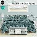 Ardor Indra Teal Palm Leaf Quilt Cover Set – Queen
