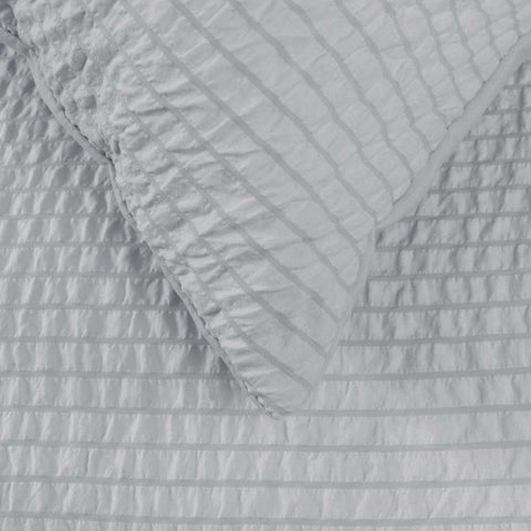 Ardor Ingrid Silver Seersucker Stripe Quilt Cover Set Double - Polyester, Ruched Design - SuperSaverAU - view 1