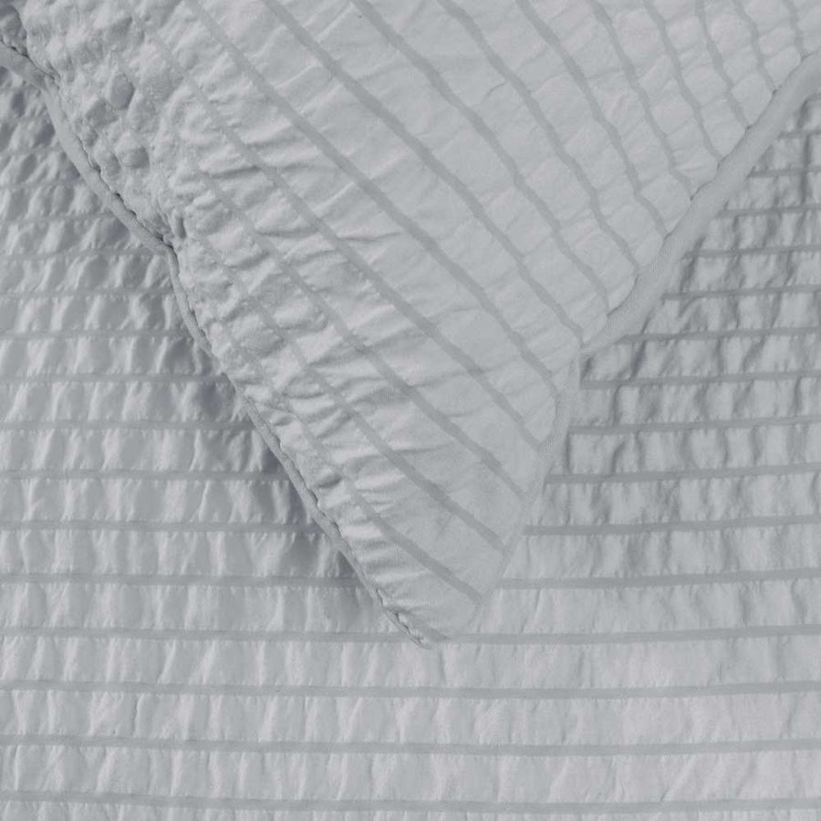 Ardor Ingrid Silver Seersucker Stripe Quilt Cover Set Double - Polyester, Ruched Design - SuperSaverAU - view 1