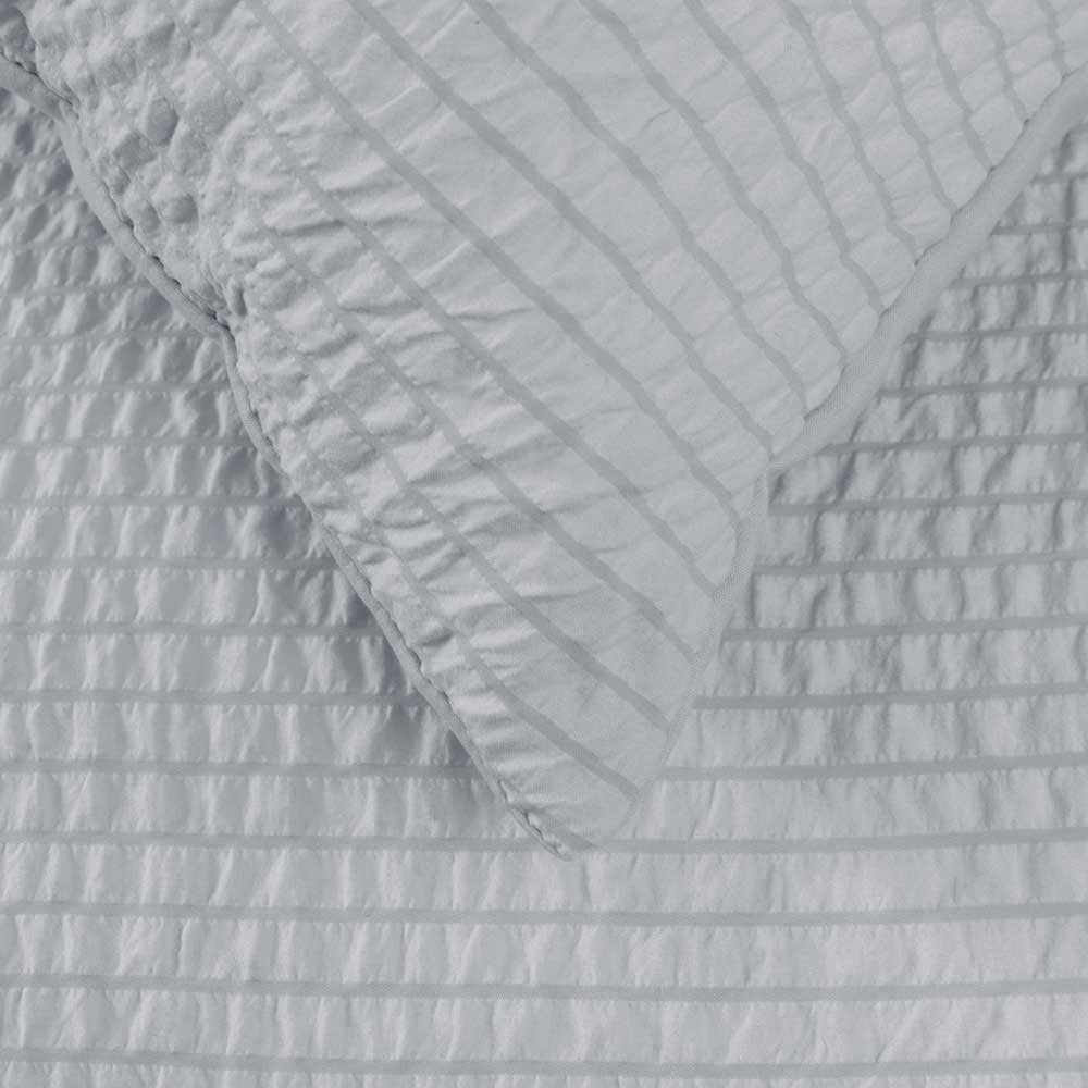 Ardor Ingrid Silver Seersucker Stripe Quilt Cover Set Queen - Ruched Design - SuperSaverAU - view 3