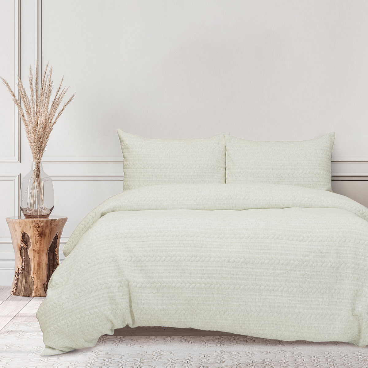 Ardor Quilt Cover Set Queen - Natural Jersey Marle, Textured Design, 350GSM - SuperSaverAU - view 1