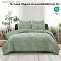 Ardor Quilt Cover Set Queen - Kiah Pale Olive Textured Jacquard Design - SuperSaverAU - view 2