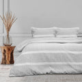 Ardor Chenille Textured Grey Quilt Cover Set King - Soft Striped Fabric - SuperSaverAU - view 1