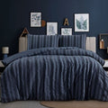 Ardor Seersucker Quilt Cover Set Lisbon Indigo Queen - Waffle Weave, Soft Polyester - SuperSaverAU - view 1