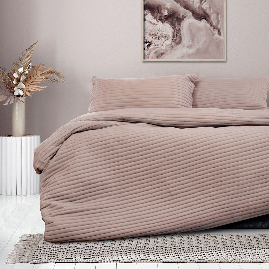 Ardor London Bark Embossed Quilt Cover Set Queen - Soft Microfiber, Elegant Design - SuperSaverAU - view 1