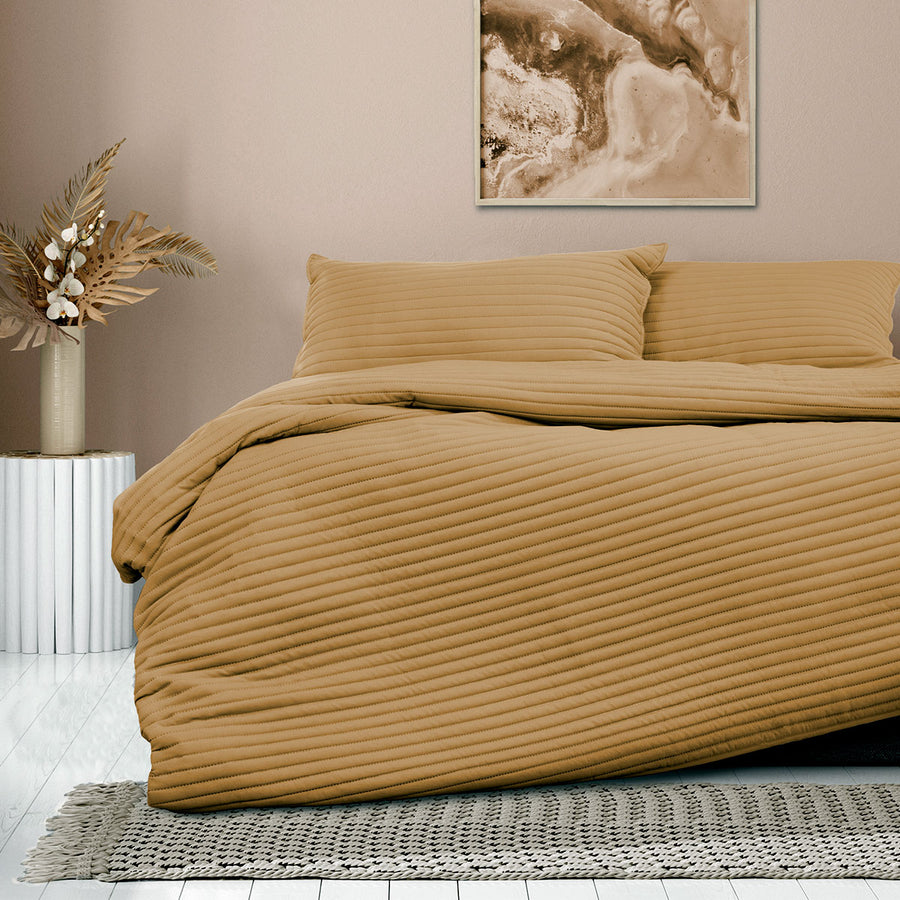 Ardor London Cinnamon Embossed Quilt Cover Set King - Soft Microfiber, 2 Pillowcases - SuperSaverAU - view 1
