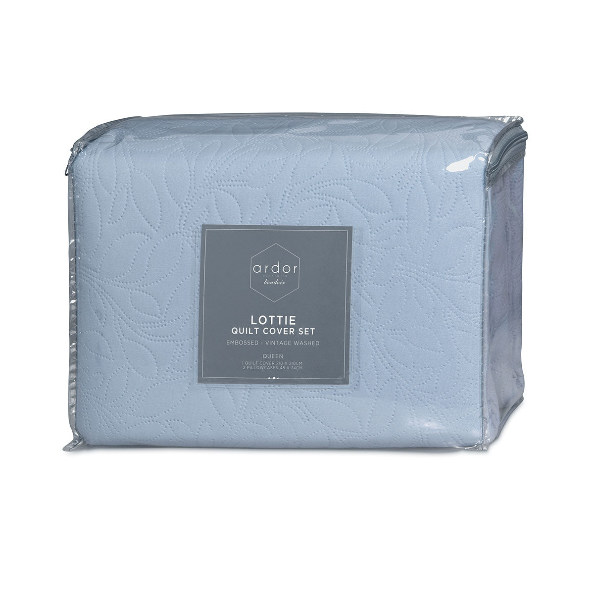 Ardor Lottie Bluebell Quilt Cover Set King - Embossed Foliage Design - SuperSaverAU - view 4
