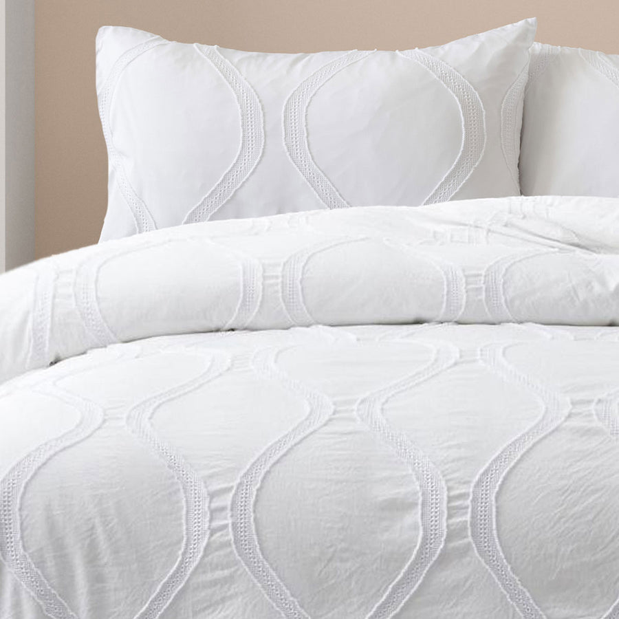 Ardor Lucy White Tufted Detail Quilt Cover Set Double - Textured Design - SuperSaverAU - view 1