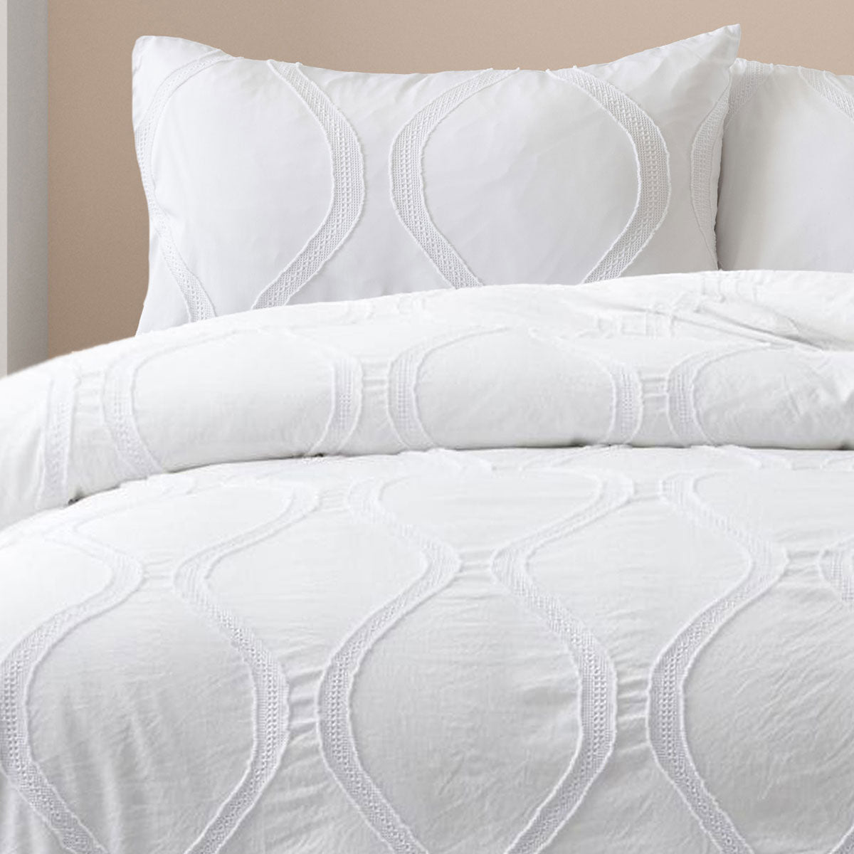 Ardor Lucy White Tufted Detail Quilt Cover Set Queen - Textured Design - SuperSaverAU - view 3