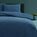 Ardor Maxwell Navy Embossed Vintage Washed Quilt Cover Set King - Diamond Pattern - SuperSaverAU - view 1
