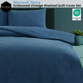 Ardor Quilt Cover Set Navy Diamond Pattern Queen - Vintage Washed - SuperSaverAU - view 2