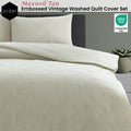Ardor Quilt Cover Set Queen - Maxwell Tan Embossed Vintage Washed, Diamond Pattern - SuperSaverAU - view 2