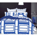 Retro Home Queen Quilt Cover Set - 250TC Cotton Rich, Geometric Print, Blue - SuperSaverAU - view 1