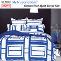 Retro Home Queen Quilt Cover Set - 250TC Cotton Rich, Geometric Print, Blue - SuperSaverAU - view 2