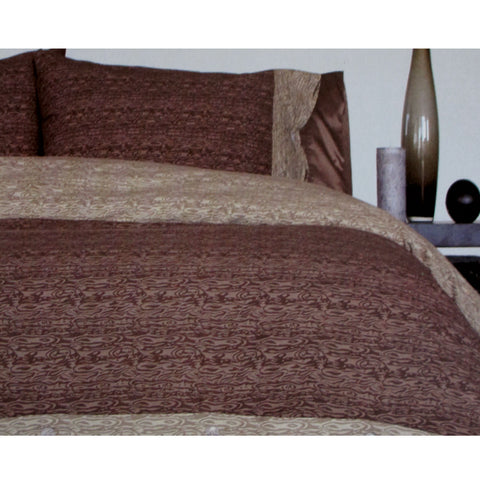 Essentially Home Living Moray Chocolate Quilt Cover Set Double - Scribble Print, Buttons, 180 x 210 cm - SuperSaverAU - view 1