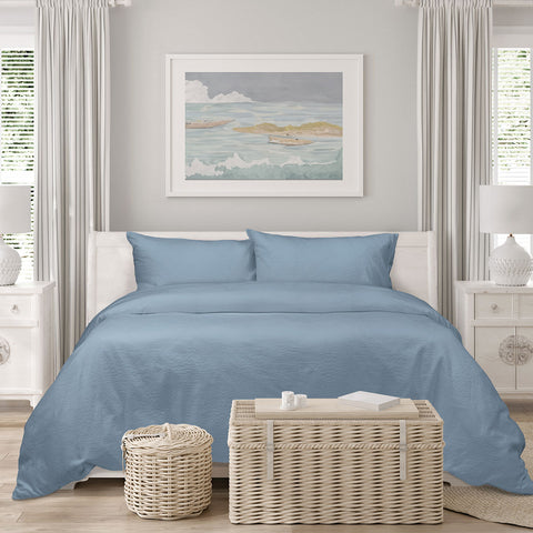 Algodon Romy Blue Cotton Jacquard Quilt Cover Set – King