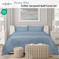 Algodon Romy Blue Cotton Jacquard Quilt Cover Set – King