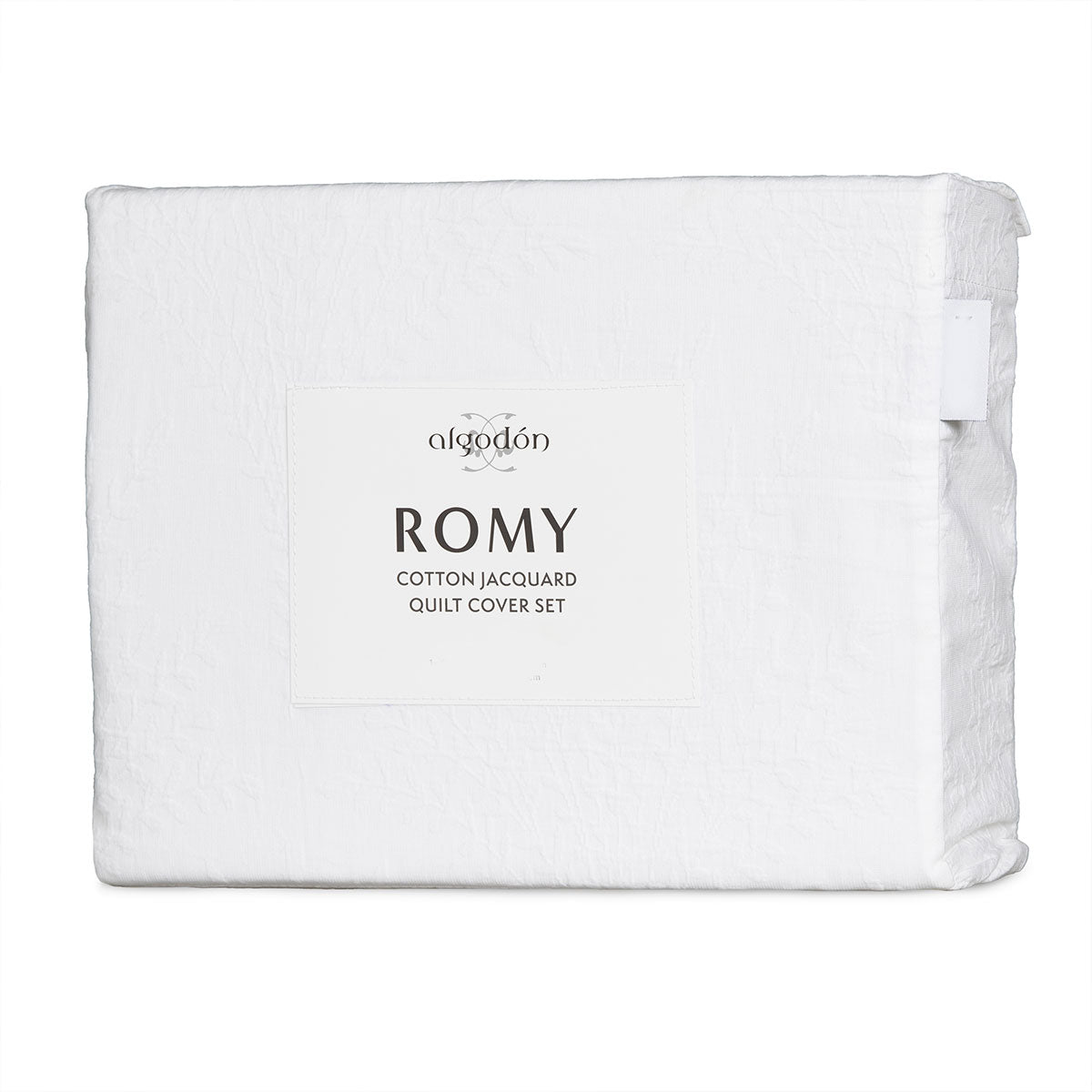 Algodon Romy White Cotton Jacquard Quilt Cover Set – King